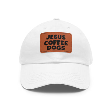 JESUS COFFEE DOGS Baseball Cap with Leather Patch