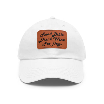 Bible Wine Dogs Baseball Cap with Leather Patch