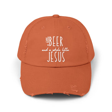 Beer and Jesus Distressed Baseball Cap