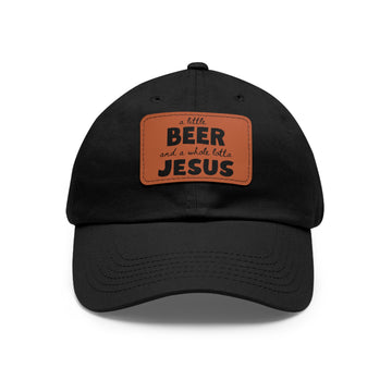 Beer and Jesus Baseball Cap with Leather Patch