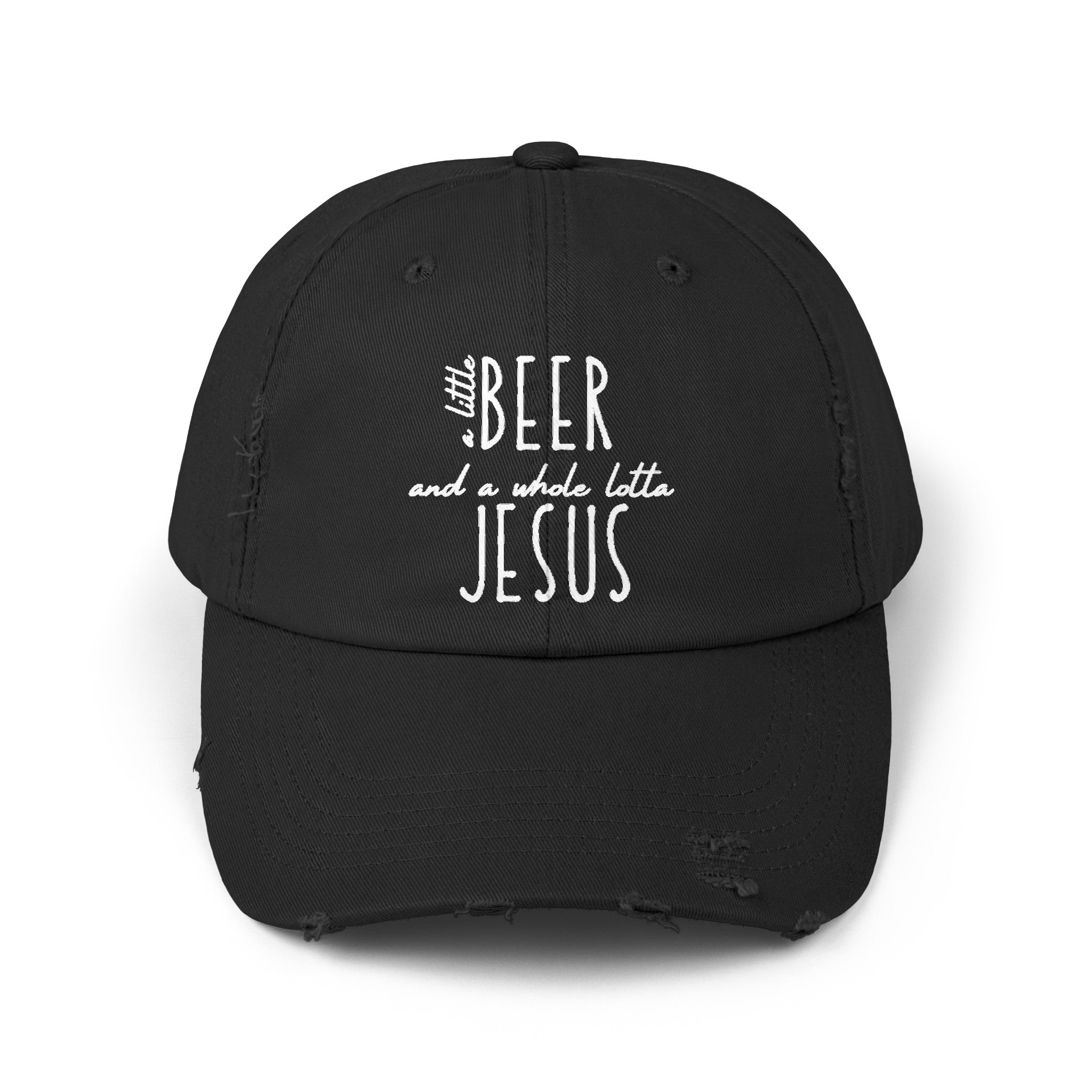 Beer and Jesus Distressed Baseball Cap