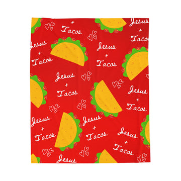 Jesus + Tacos Velveteen Plush Blanket