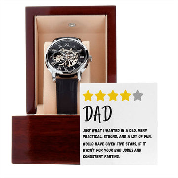 Men's Openwork Watch Gift and Box with Dad Review Card