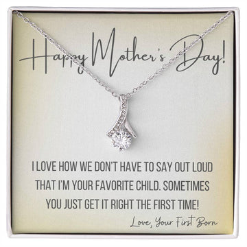 Necklace Gift and Box with First Born Card - Mother's Day