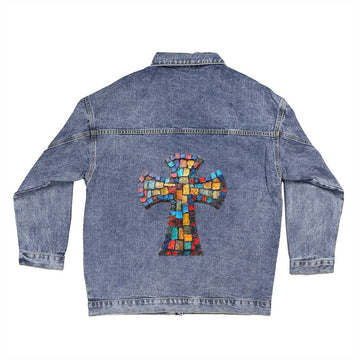 Stained Glass Cross Denim Jacket
